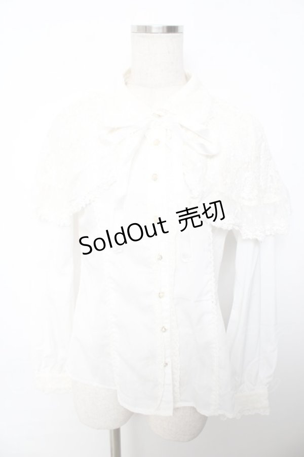 画像1: axes femme Kawaii / レースケープブラウス M 白 Y-25-11-30-054-AX-BL-SZ-ZS (1)