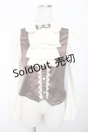 画像: axes femme kawaii / ベスト風ブラウス M 茶 Y-25-11-30-059-AX-BL-SZ-ZY