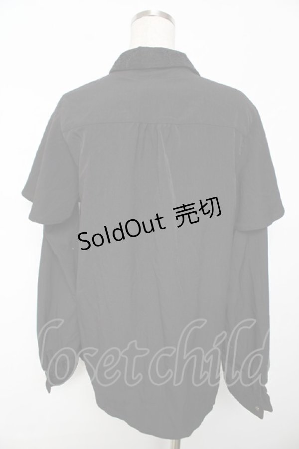 画像2: axes femme / メロディ刺繍ケープ袖ブラウス L 黒 Y-25-11-30-065-AX-BL-SZ-ZY (2)