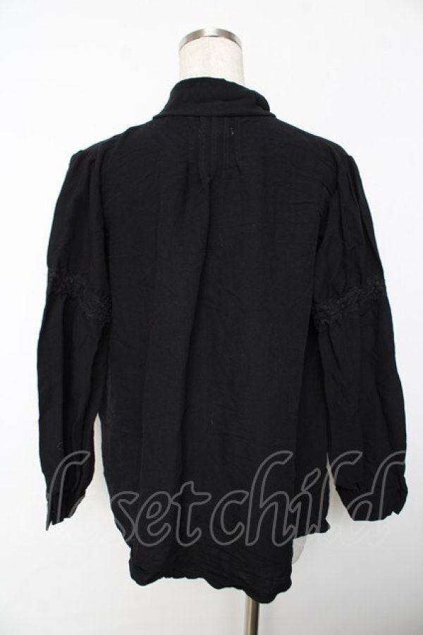 画像2: axes femme / 刺繍入りリボンロングブラウス M 黒 Y-25-11-30-066-AX-BL-SZ-ZI (2)