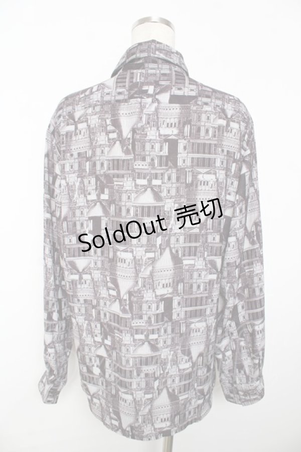 画像2: AXES-X / 北欧建物プリントシャツ M 黒 Y-25-11-30-067-LO-BL-SZ-ZY (2)