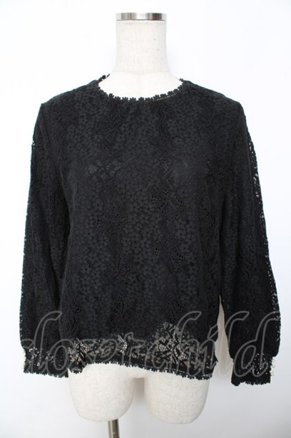 画像1: an another angelus / パール釦使い総レースブラウス  黒 Y-25-11-30-079-CA-BL-SZ-ZY (1)