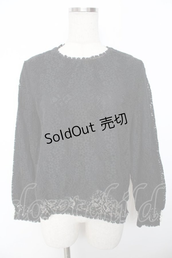 画像1: an another angelus / パール釦使い総レースブラウス  黒 Y-25-11-30-079-CA-BL-SZ-ZI (1)