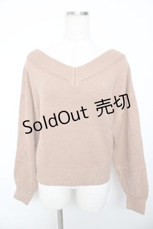 画像: F&A / バックレースアップVネックニットプルオーバー  ブラウン Y-25-11-30-081-LO-TO-SZ-ZI