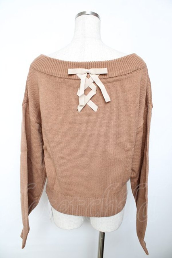 画像2: F&A / バックレースアップVネックニットプルオーバー  ブラウン Y-25-11-30-081-LO-TO-SZ-ZI (2)