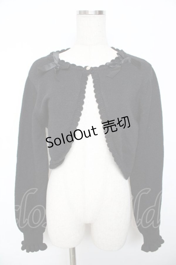 画像1: m petit by misako / AM*リボンニットボレロ M 中黒 Y-25-11-30-083-LO-TO-SZ-ZY (1)