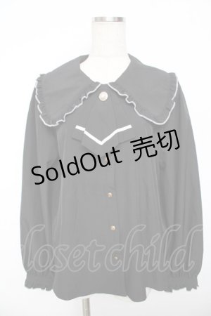 画像: majoretty / タイ付きブラウス  黒 Y-25-11-30-084-LO-BL-SZ-ZY