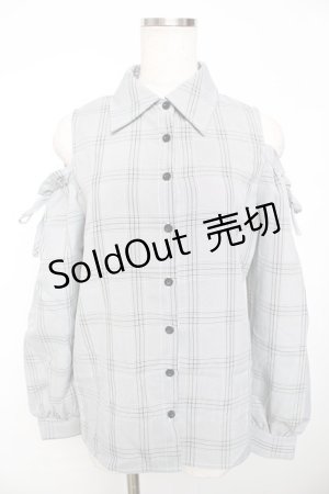 画像: MA*RS / チェック肩あきブラウス  グレー Y-25-11-30-085-EL-BL-SZ-ZY