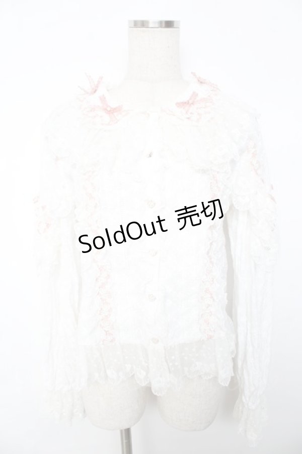 画像1: Aurora＆Ariel / フラワーレースブラウス XL 白×ピンク Y-25-11-30-086-LO-BL-SZ-ZY (1)