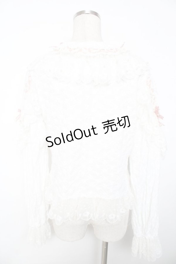 画像2: Aurora＆Ariel / フラワーレースブラウス XL 白×ピンク Y-25-11-30-086-LO-BL-SZ-ZY (2)