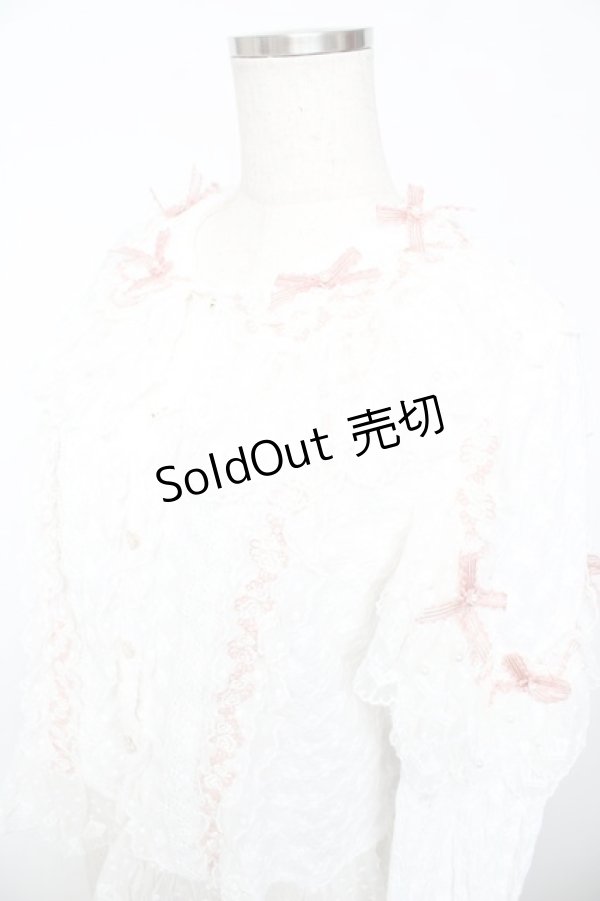 画像3: Aurora＆Ariel / フラワーレースブラウス XL 白×ピンク Y-25-11-30-086-LO-BL-SZ-ZY (3)