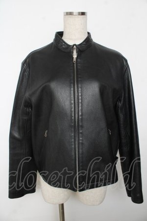 画像: powder / ベルトデザインレザージャケット F 黒 Y-25-11-30-089-LO-JA-SZ-ZY