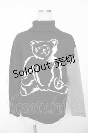 画像: powder / テディハイネックニット F 黒×グレー Y-25-11-30-091-LO-TO-SZ-ZY