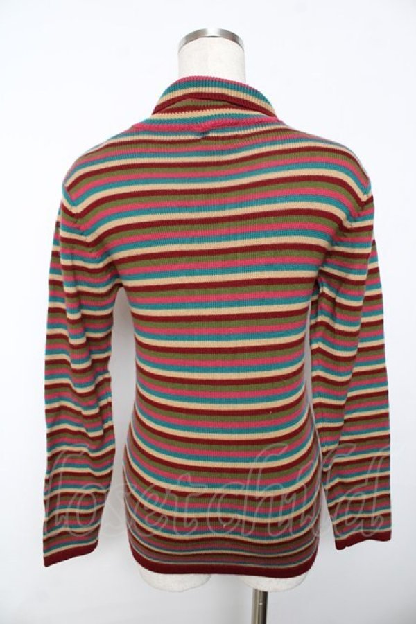 画像2: powder / ハイネックボーダーニット F ボルドー Y-25-11-30-092-LO-TO-SZ-ZS (2)