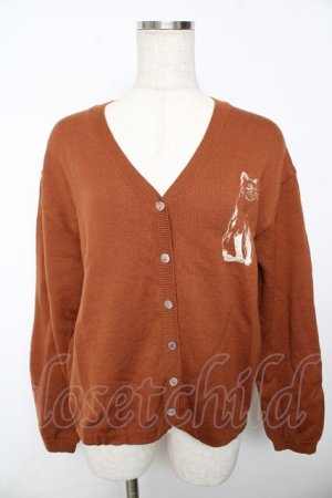 画像: powder / ねこ刺繍カーディガン F ブラウン Y-25-11-30-093-LO-TO-SZ-ZY