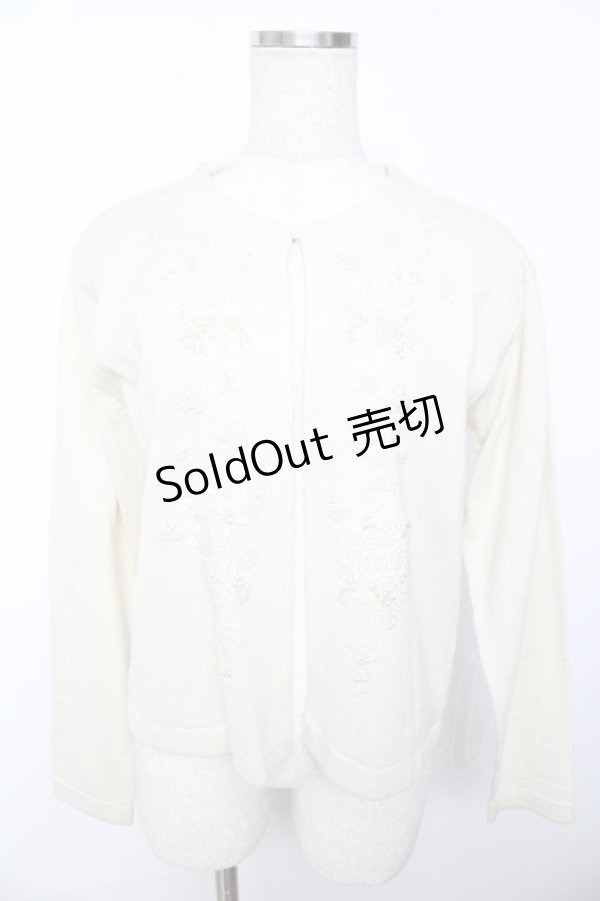 画像1: powder / バラモチーフカーディガン F アイボリー Y-25-11-30-094-LO-TO-SZ-ZS (1)
