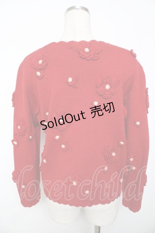 画像2: KETTY / カメリアモチーフニットカーディガン F 赤 Y-25-11-30-098-EL-TO-SZ-ZY (2)