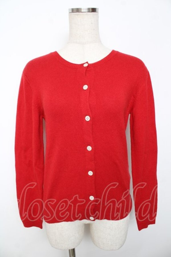 画像1: white love / ラウンドネックニットカーディガン F 赤 Y-25-11-30-099-LO-TO-SZ-ZY (1)