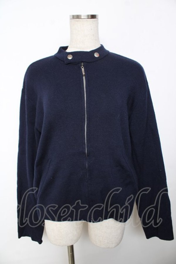 画像1: powder / スタンドカラーZIPニットパーカー F 紺 Y-25-11-30-100-LO-TO-SZ-ZY (1)