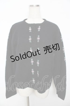 画像: powder / お花ビーズカーディガン F 黒 Y-25-11-30-110-LO-TO-SZ-ZY