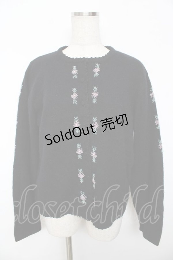 画像1: powder / お花ビーズカーディガン F 黒 Y-25-11-30-110-LO-TO-SZ-ZY (1)
