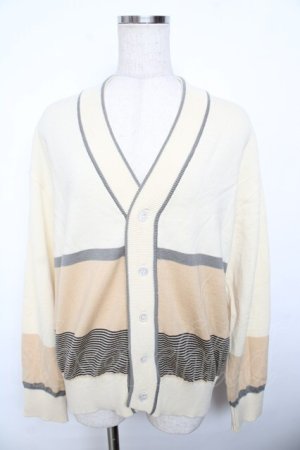 画像: powder / 配色ボーダーカーディガン F 生成り Y-25-11-30-115-LO-TO-SZ-ZY