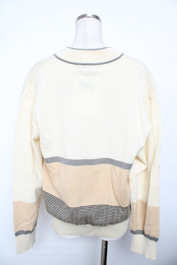 画像2: powder / 配色ボーダーカーディガン F 生成り Y-25-11-30-115-LO-TO-SZ-ZY (2)