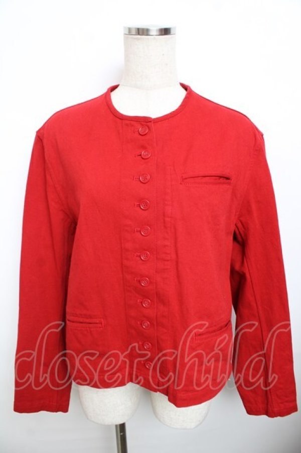 画像1: powder / ラウンドカラーソフトデニムジャケット F 赤 Y-25-11-30-122-LO-JA-SZ-ZY (1)