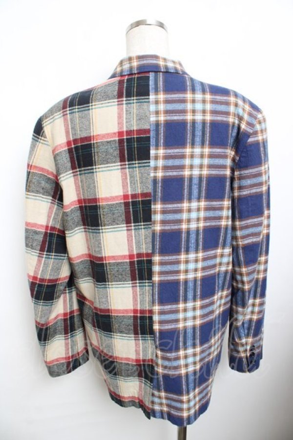 画像2: powder / チェック柄テーラードジャケット F ベージュ×紺 Y-25-11-30-123-LO-JA-SZ-ZTC015 (2)