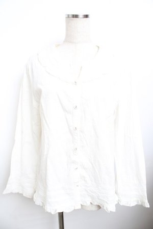 画像: powder / フリル長袖ブラウス F 白 Y-25-11-30-126-LO-JA-SZ-ZY