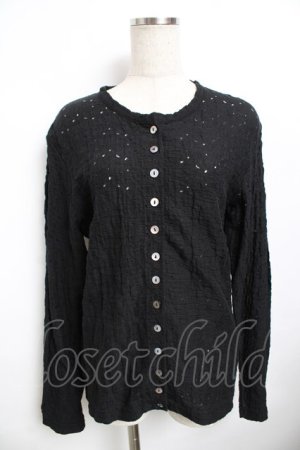 画像: powder / 透かしカーディガン F 黒 Y-25-11-30-127-LO-TO-SZ-ZY