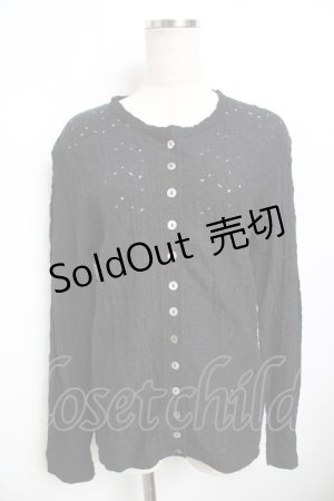 画像: powder / 透かしカーディガン F 黒 Y-25-11-30-127-LO-TO-SZ-ZT611