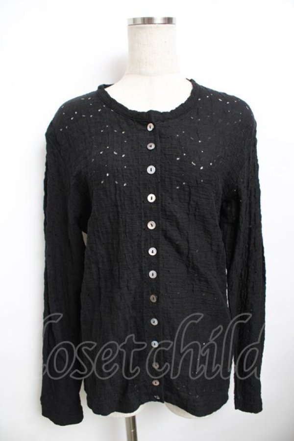 画像1: powder / 透かしカーディガン F 黒 Y-25-11-30-127-LO-TO-SZ-ZY (1)