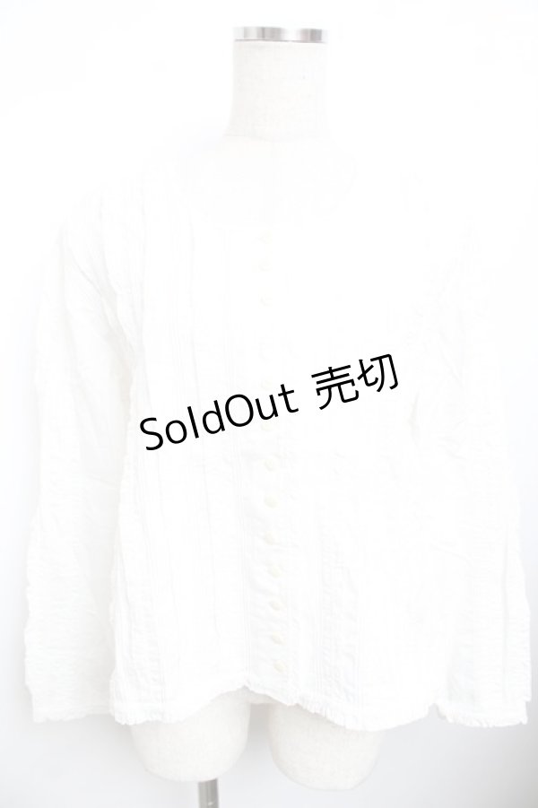 画像1: KANEKO ISAO / 縦ピンタックフリルブラウス F 白 Y-25-11-30-134-EL-BL-SZ-ZY (1)