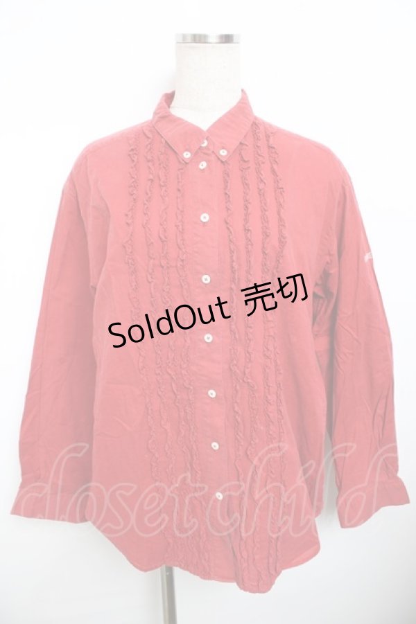 画像1: PINK HOUSE / フロントフリルソフトデニムシャツ F 赤 Y-25-11-30-139-LO-BL-SZ-ZY (1)