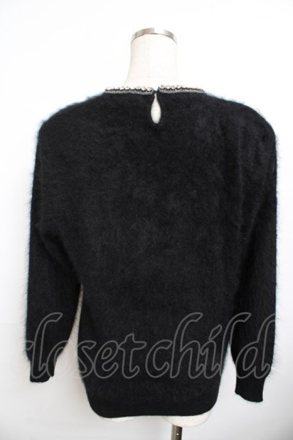 画像2: PINK HOUSE / ビジューリボンアンゴラニットトップス F 黒 Y-25-11-30-142-LO-TO-SZ-ZY (2)