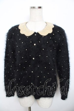 画像: PINK HOUSE / パール衿アンゴラカーディガン F 黒 Y-25-11-30-148-LO-TO-SZ-ZY