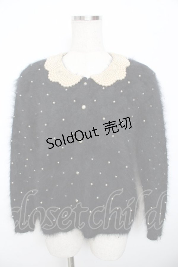 画像1: PINK HOUSE / パール衿アンゴラカーディガン F 黒 Y-25-11-30-148-LO-TO-SZ-ZY (1)