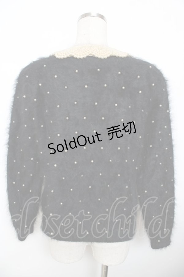 画像2: PINK HOUSE / パール衿アンゴラカーディガン F 黒 Y-25-11-30-148-LO-TO-SZ-ZY (2)