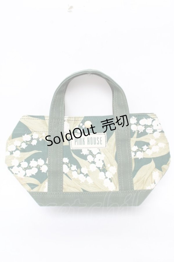 画像1: PINK HOUSE / 鈴蘭柄ミニトートバッグ  グリーン Y-25-11-30-022-LO-BG-SZ-ZY (1)