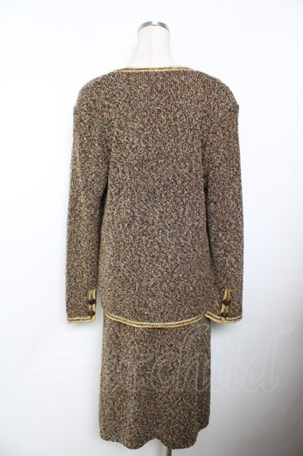 画像2: INGEBORG / ラメ混ミックスツイードセットアップ F ブラウン×ゴールド Y-25-11-30-156-LO-JA-SZ-ZY (2)