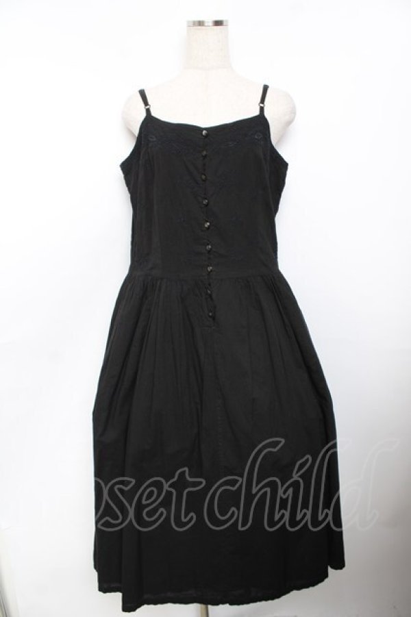 画像1: powder / 刺繍入りキャミワンピース F 黒 Y-25-11-30-160-LO-OP-SZ-ZY (1)