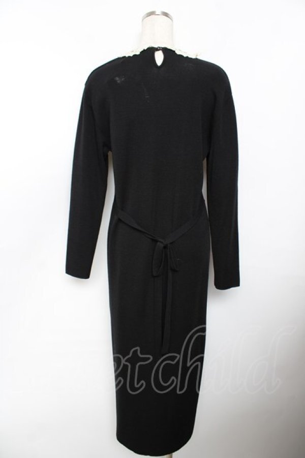 画像2: PINK HOUSE / レースリボン襟ニットワンピース F 黒 Y-25-11-30-162-LO-OP-SZ-ZY (2)