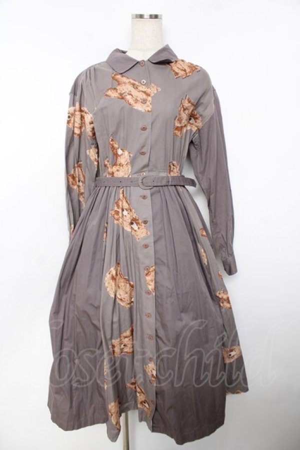 画像1: powder / テディ柄ワンピース F グレー Y-25-11-30-167-LO-OP-SZ-ZY (1)