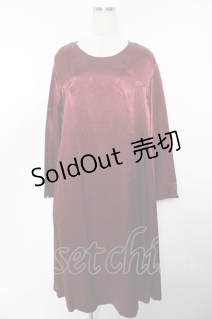 画像: powder / フロント刺繍サテンワンピース F ワイン Y-25-11-30-171-LO-OP-SZ-ZY