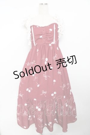 画像: axes femme / チェリー柄フリルリボンワンピース F 赤 Y-25-11-30-185-AX-OP-SZ-ZI