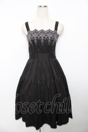 画像: axes femme POETIQUE / スカラップ刺繍キャミワンピース M 黒 Y-25-11-30-190-AX-OP-SZ-ZY