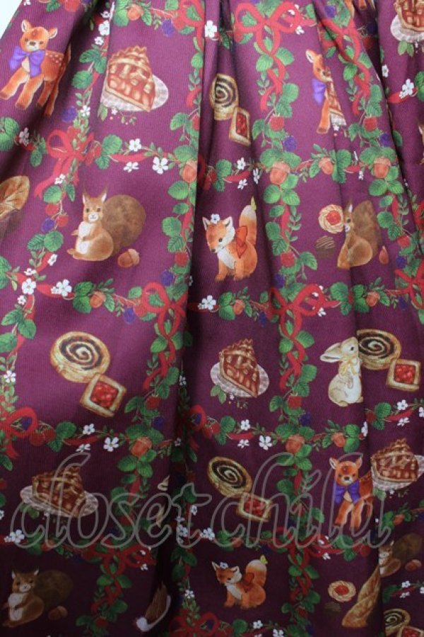 画像4: axes femme kawaii / 森のケーキ屋さん柄ワンピース M ワイン Y-25-11-30-191-AX-OP-SZ-ZY (4)