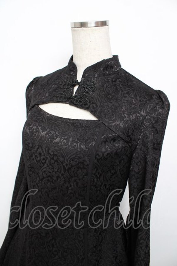 画像3: axes femme POETIQUE / チャイナスリット袖ロングワンピース M 黒 Y-25-11-30-193-AX-OP-SZ-ZY (3)