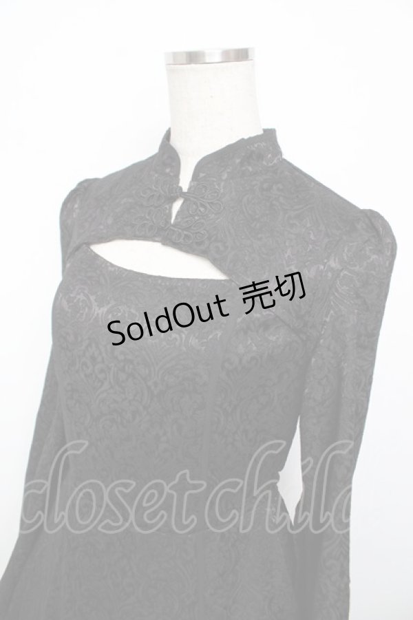 画像3: axes femme POETIQUE / チャイナスリット袖ロングワンピース M 黒 Y-25-11-30-193-AX-OP-SZ-ZS (3)